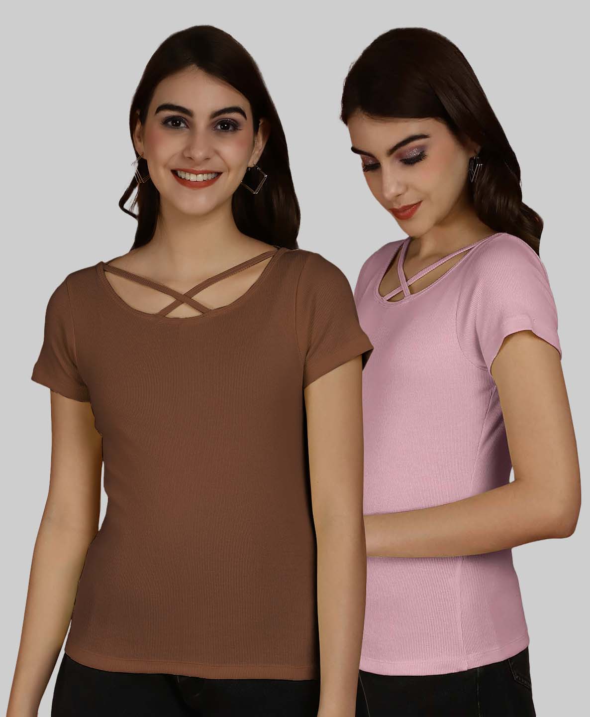 Friskers Pack Of 2 Solid X-Line Neck Top - Friskers