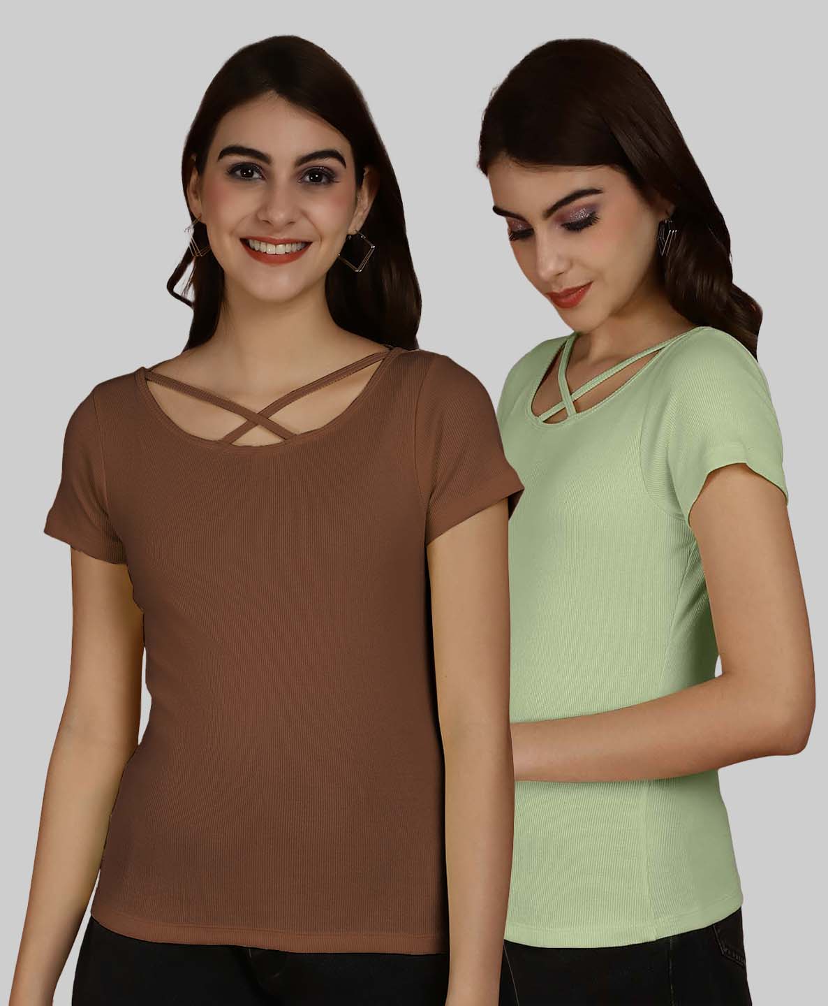 Friskers Pack Of 2 Solid X-Line Neck Top - Friskers