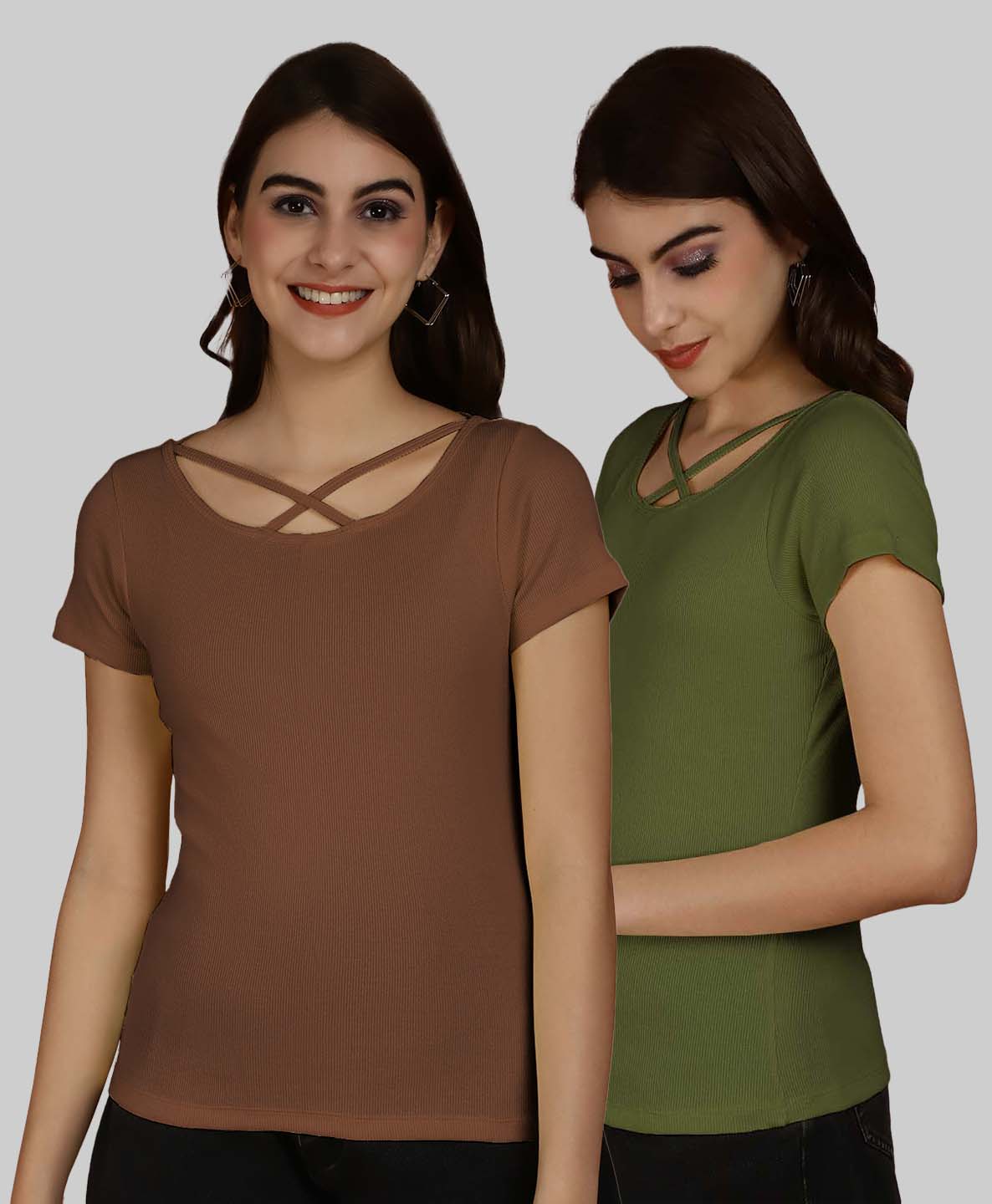 Friskers Pack Of 2 Solid X-Line Neck Top - Friskers