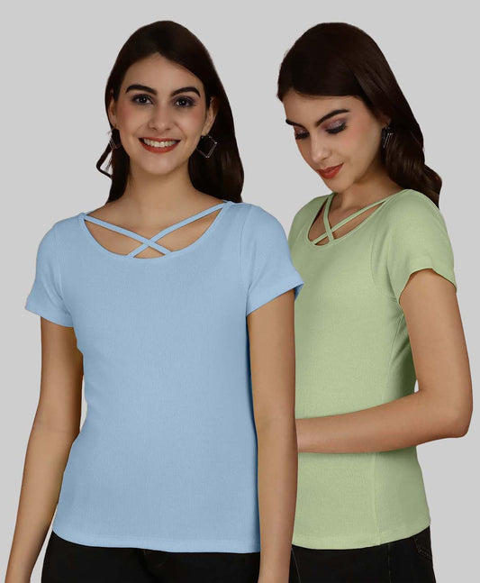 Friskers Pack Of 2 Solid X-Line Neck Top - Friskers