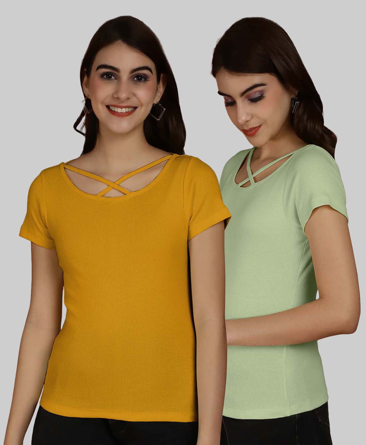 Friskers Pack Of 2 Solid X-Line Neck Top - Friskers