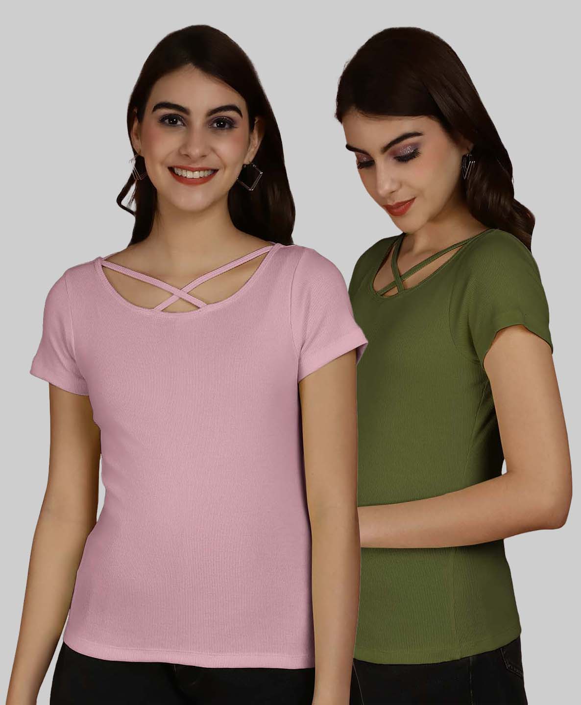 Friskers Pack Of 2 Solid X-Line Neck Top - Friskers