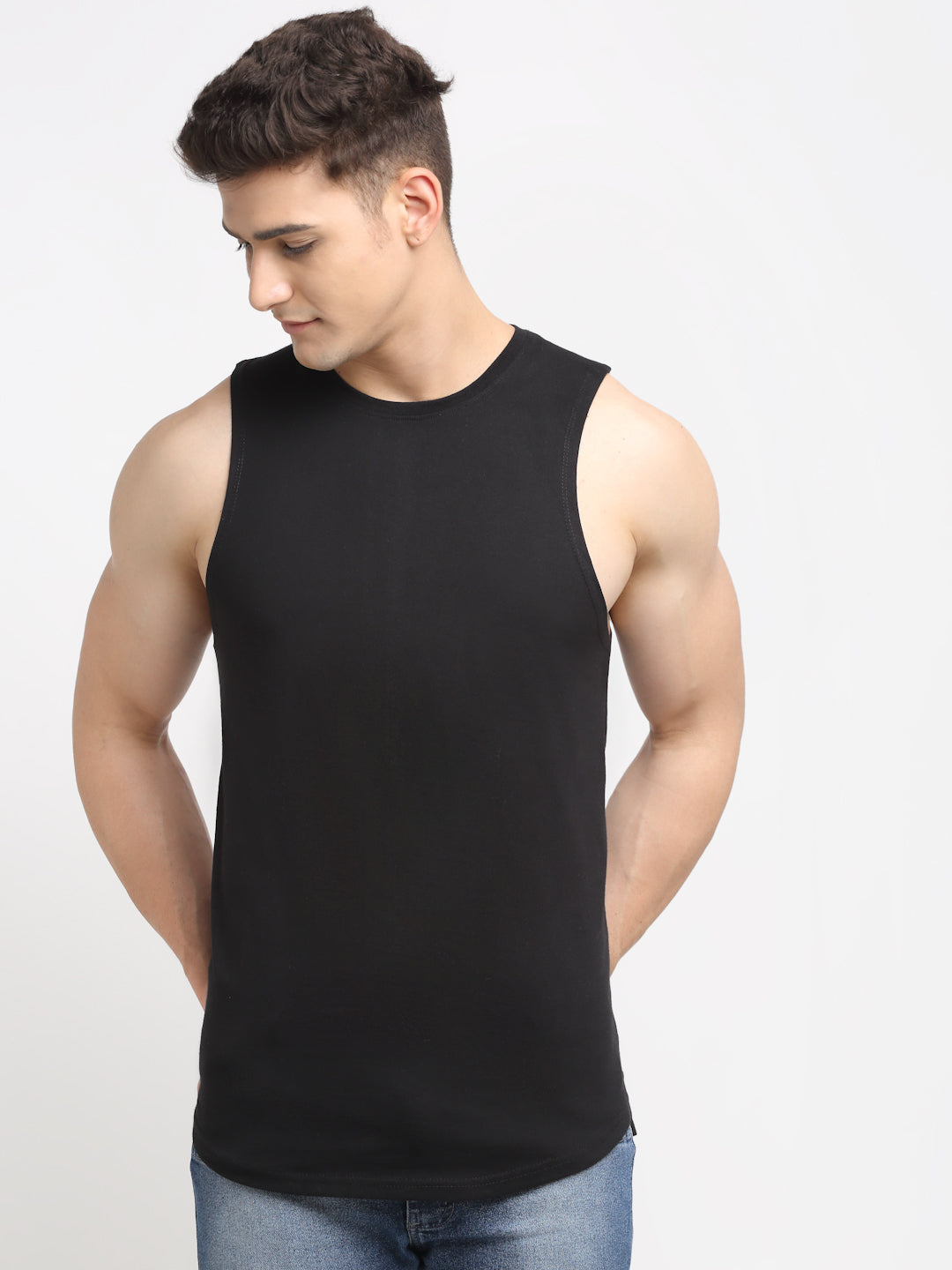 Friskers Men Solid Cotton Innerwear Gym Vest - Friskers