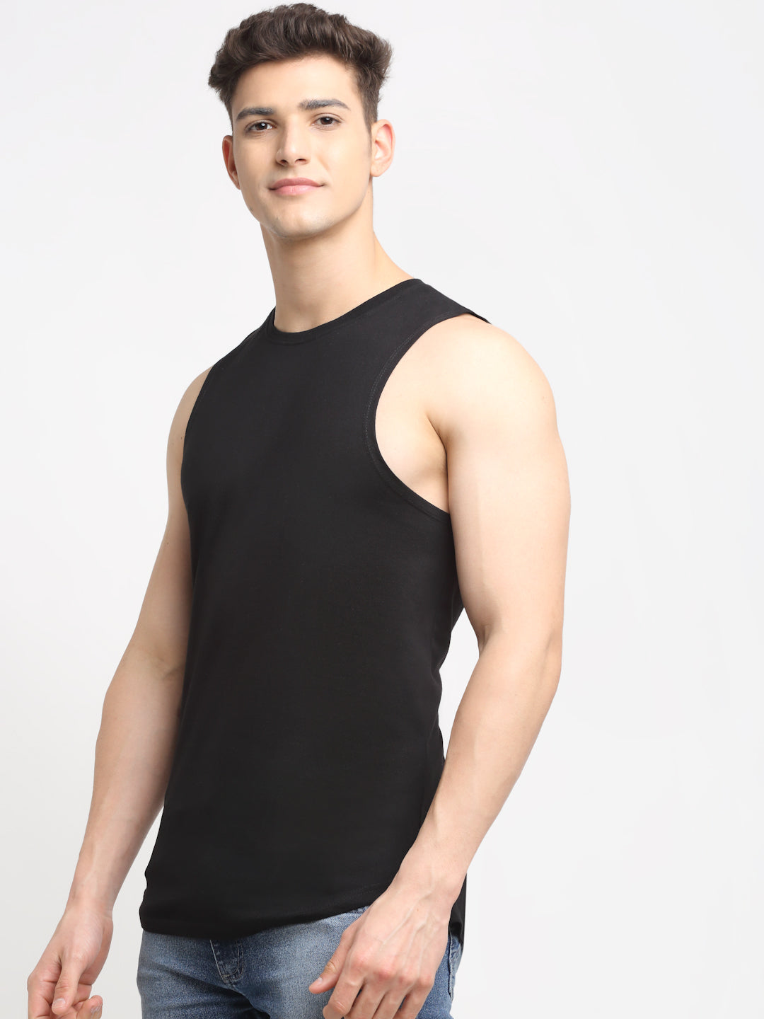 Friskers Men Solid Cotton Innerwear Gym Vest - Friskers