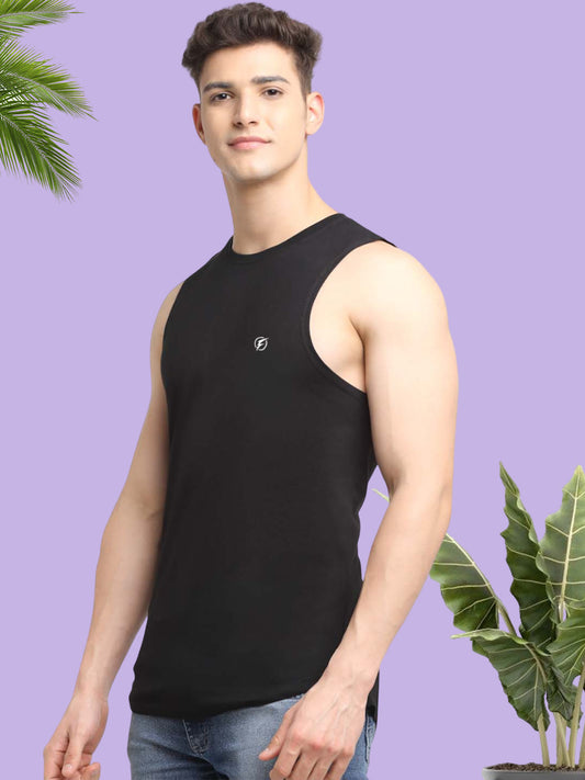 Friskers Men Solid Cotton Innerwear Plain Gym Vest