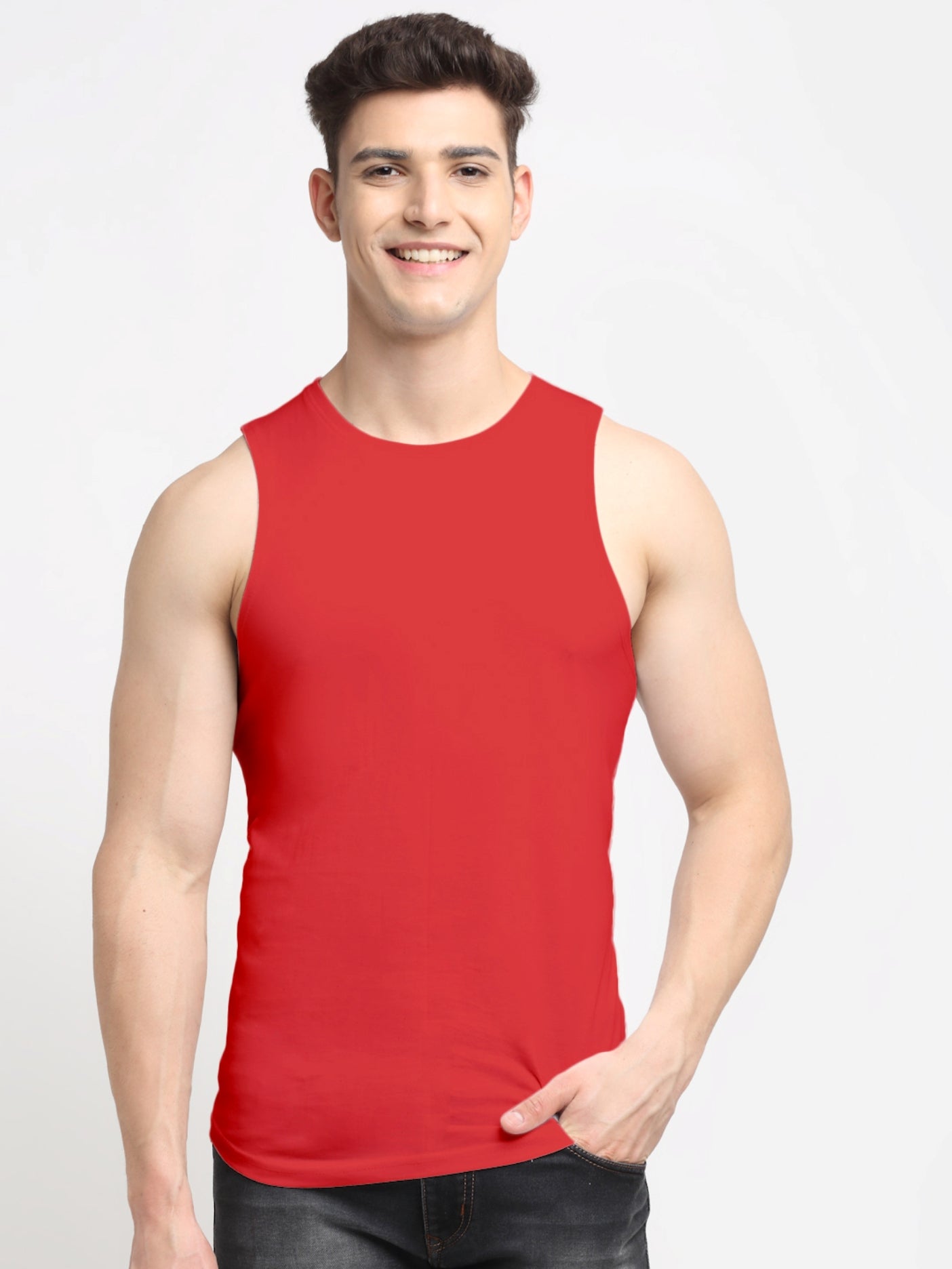 Friskers Men Solid Cotton Innerwear Gym Vest - Friskers