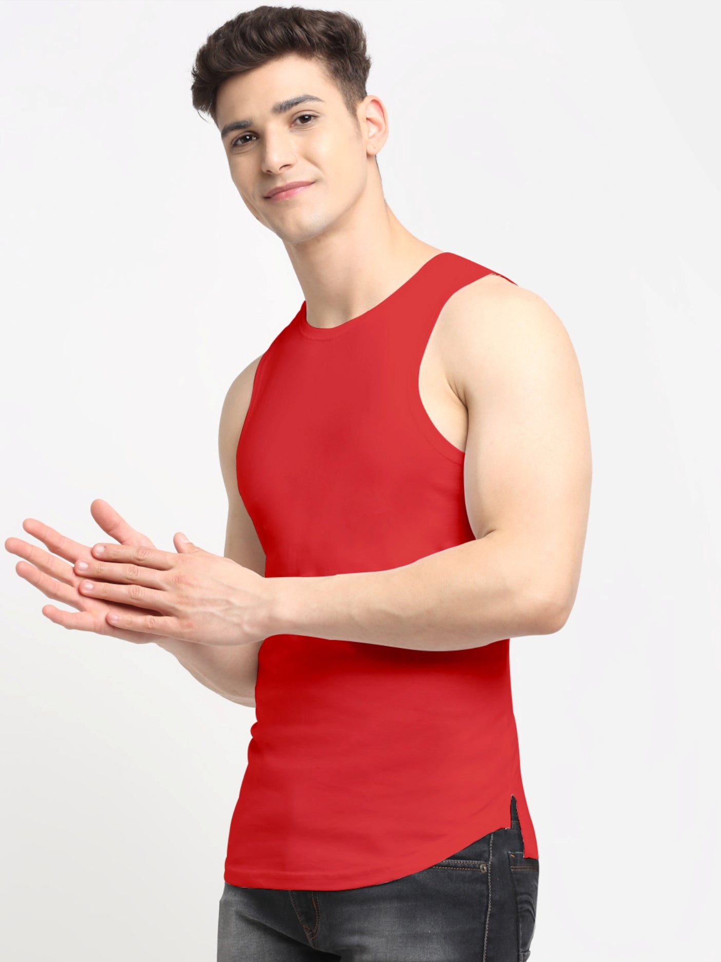 Friskers Men Solid Cotton Innerwear Gym Vest - Friskers