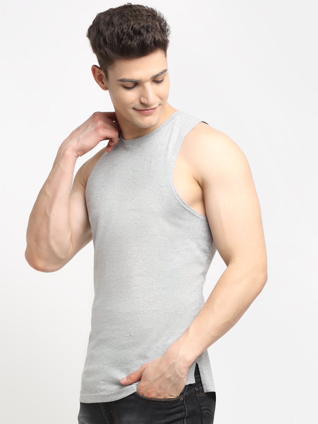 Friskers Men Solid Cotton Innerwear Gym Vest - Friskers