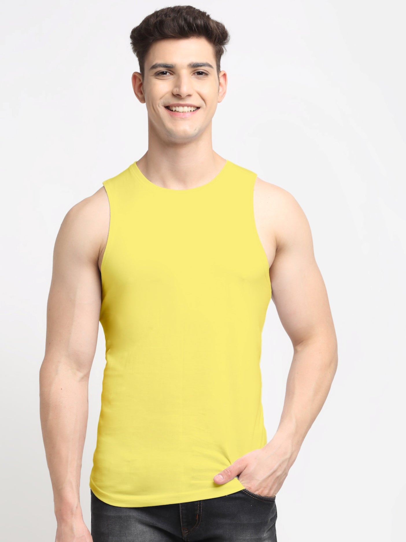 Friskers Men Solid Cotton Innerwear Gym Vest - Friskers