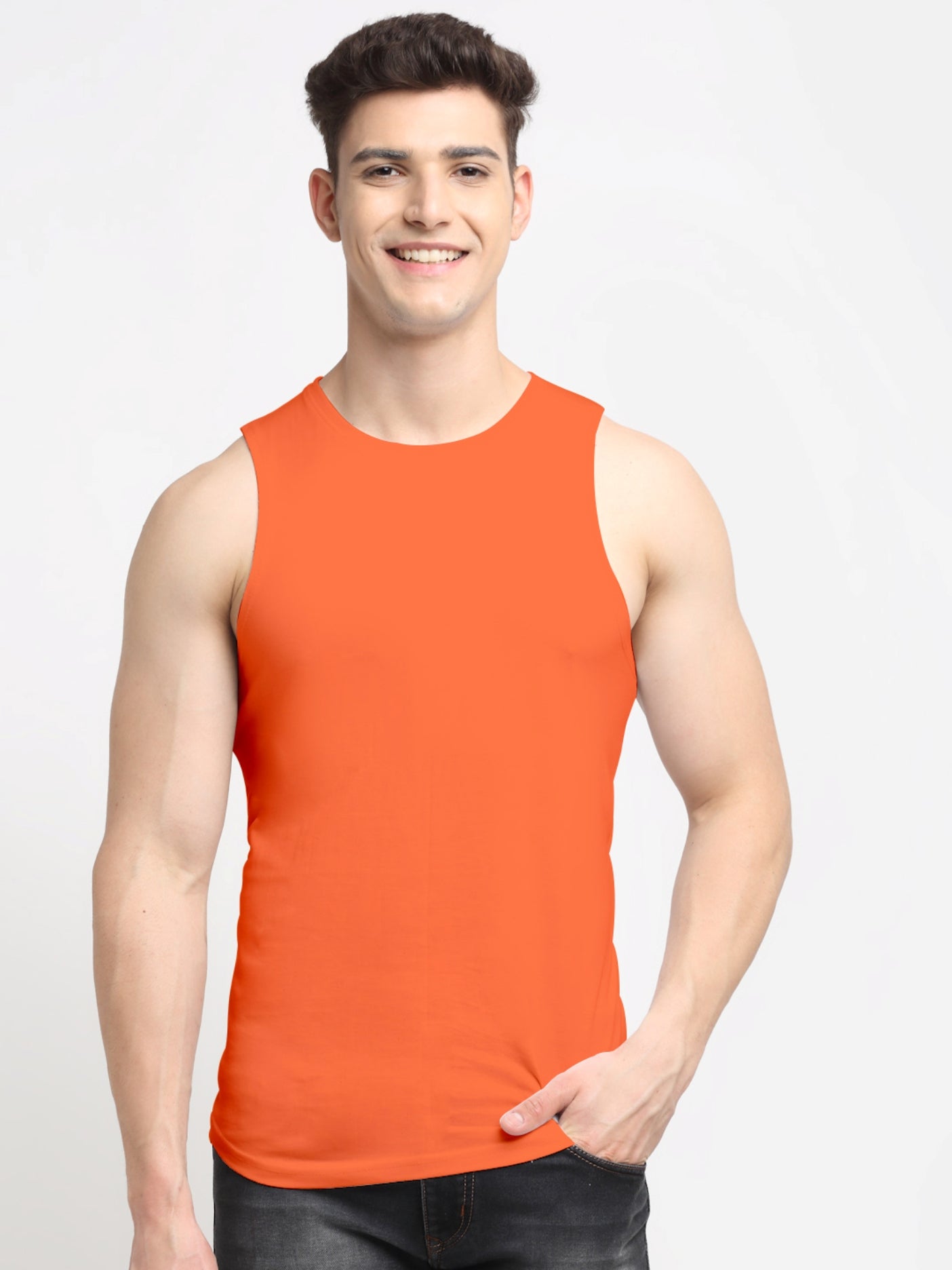 Friskers Men Solid Cotton Innerwear Gym Vest - Friskers