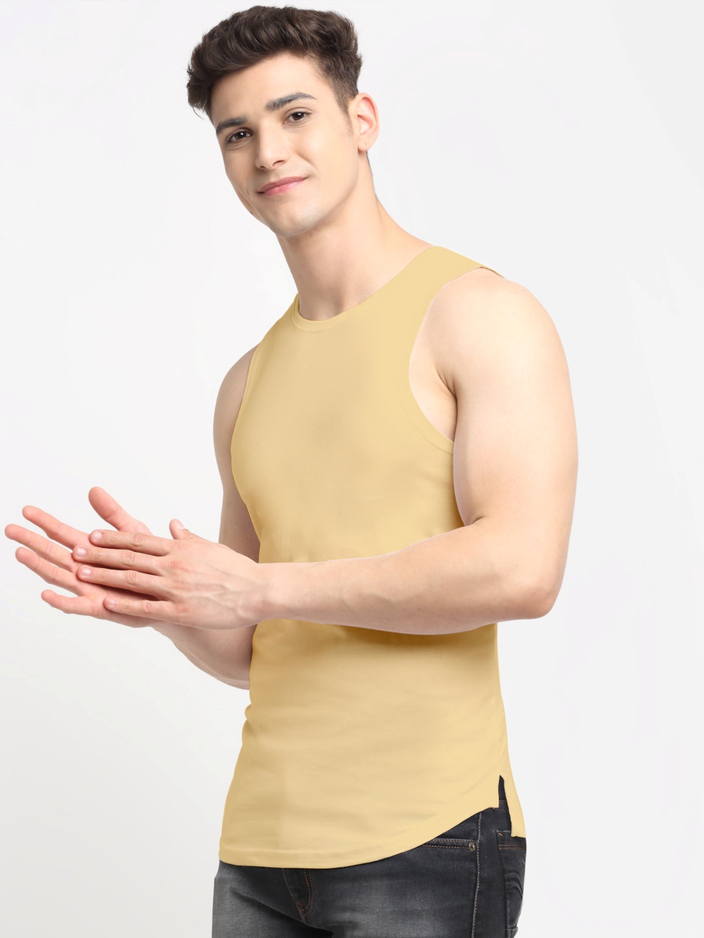 Friskers Men Solid Cotton Innerwear Gym Vest - Friskers