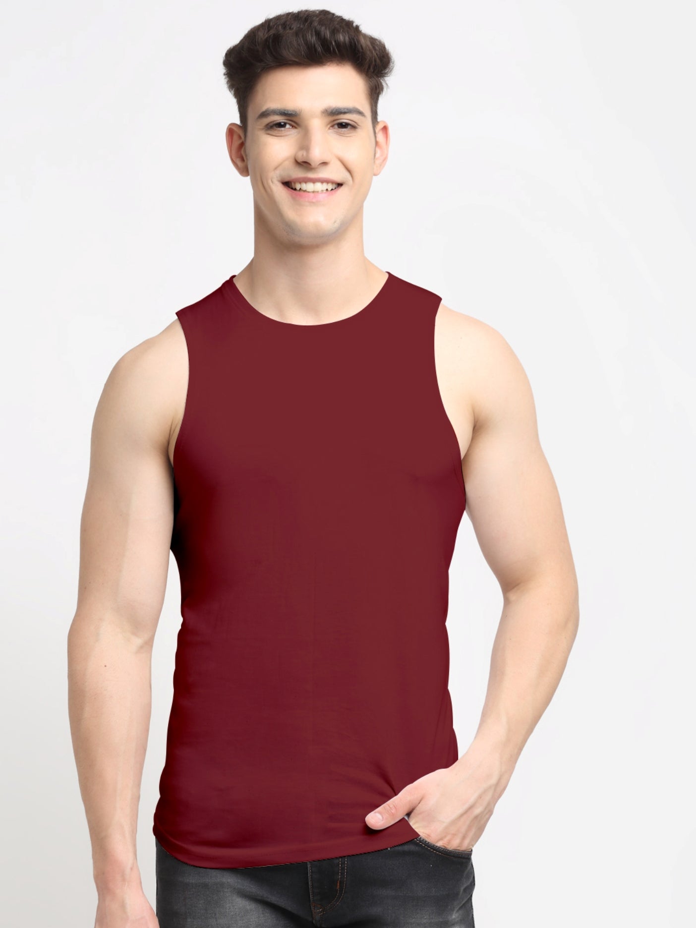 Friskers Men Solid Cotton Innerwear Gym Vest - Friskers