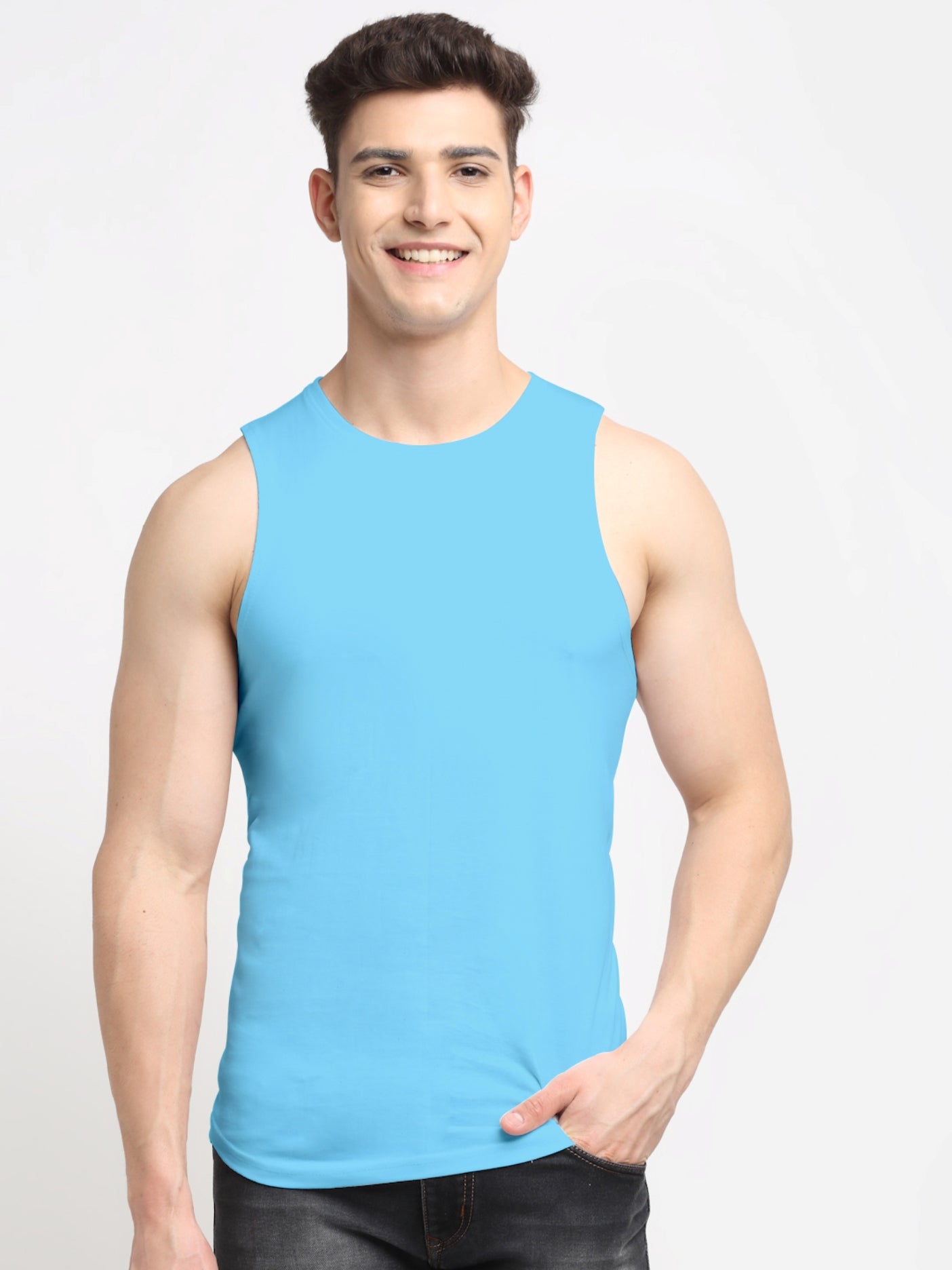 Friskers Men Solid Cotton Innerwear Gym Vest - Friskers