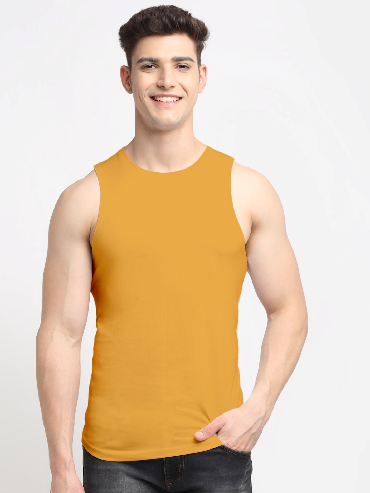 Friskers Men Solid Cotton Innerwear Gym Vest - Friskers