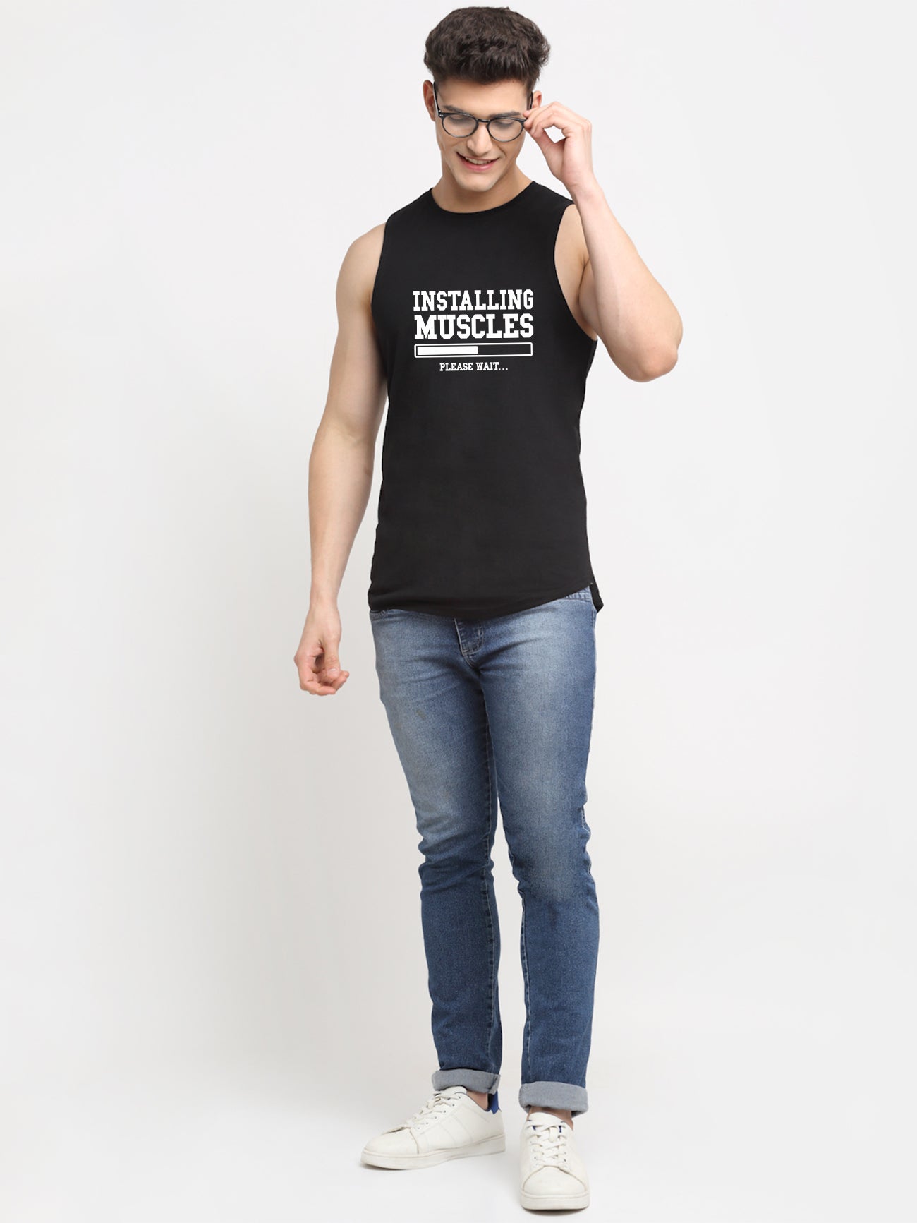 Installing Muscles Printed Cotton Gym Vest - Friskers