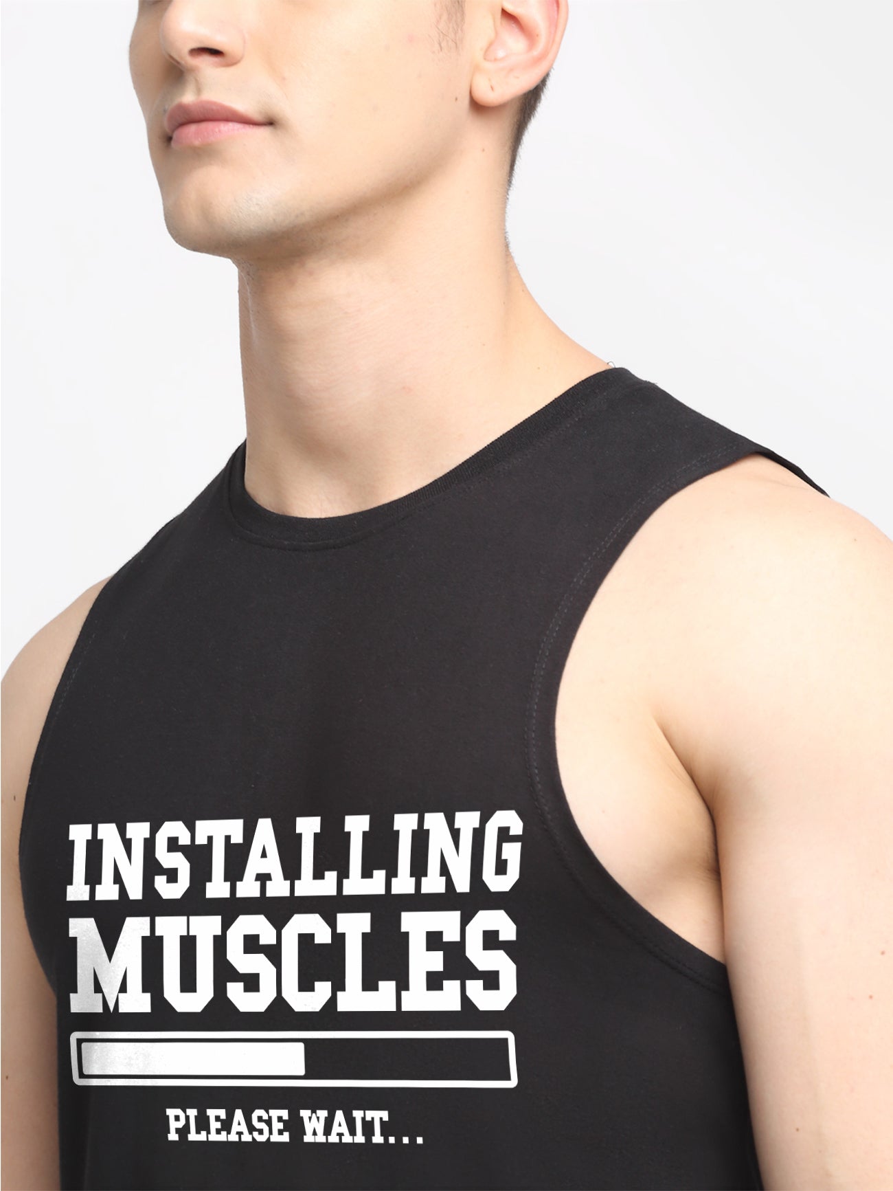 Installing Muscles Printed Cotton Gym Vest - Friskers