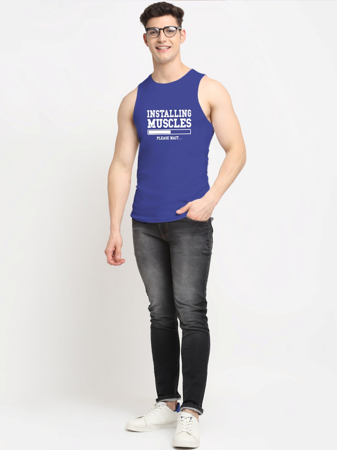 Installing Muscles Printed Cotton Gym Vest - Friskers