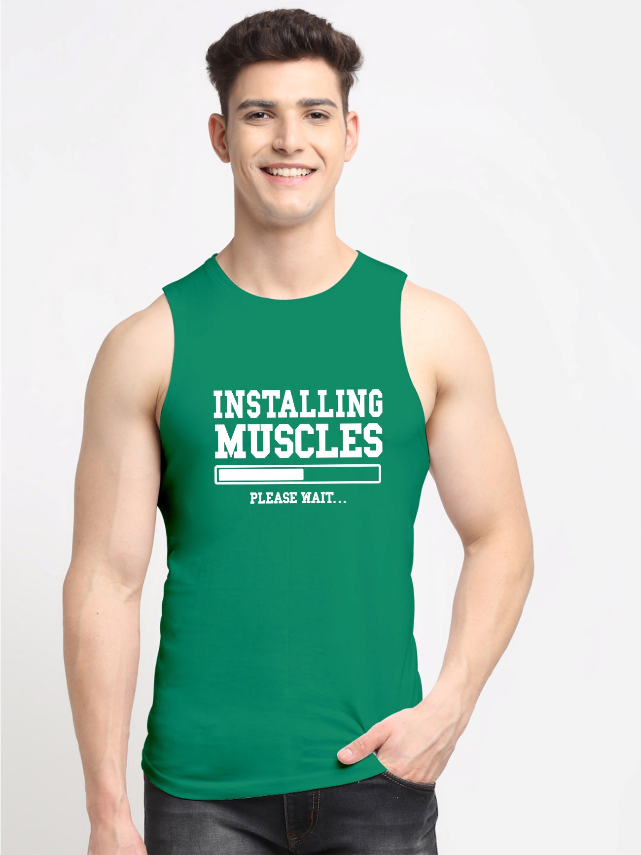 Installing Muscles Printed Cotton Gym Vest - Friskers