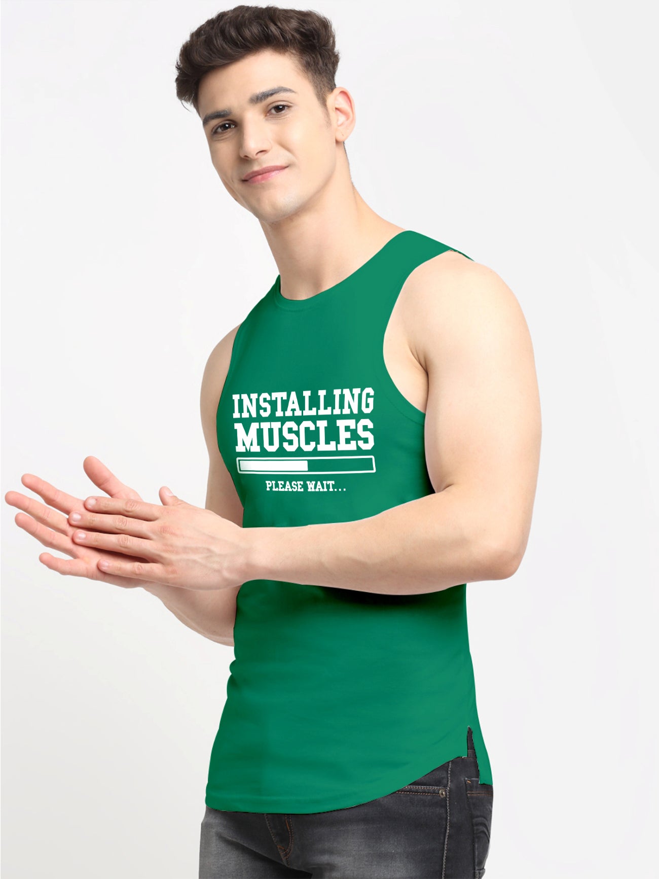 Installing Muscles Printed Cotton Gym Vest - Friskers