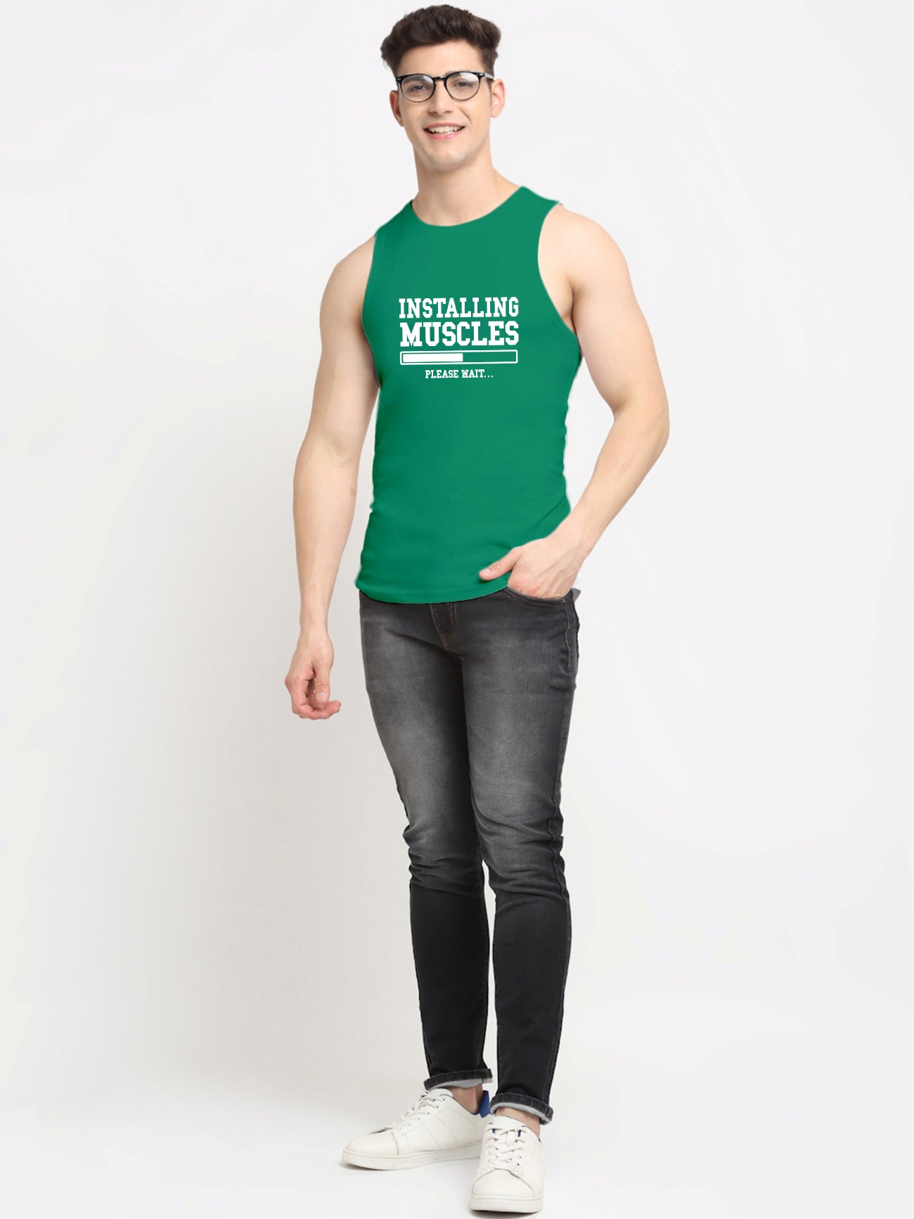 Installing Muscles Printed Cotton Gym Vest - Friskers
