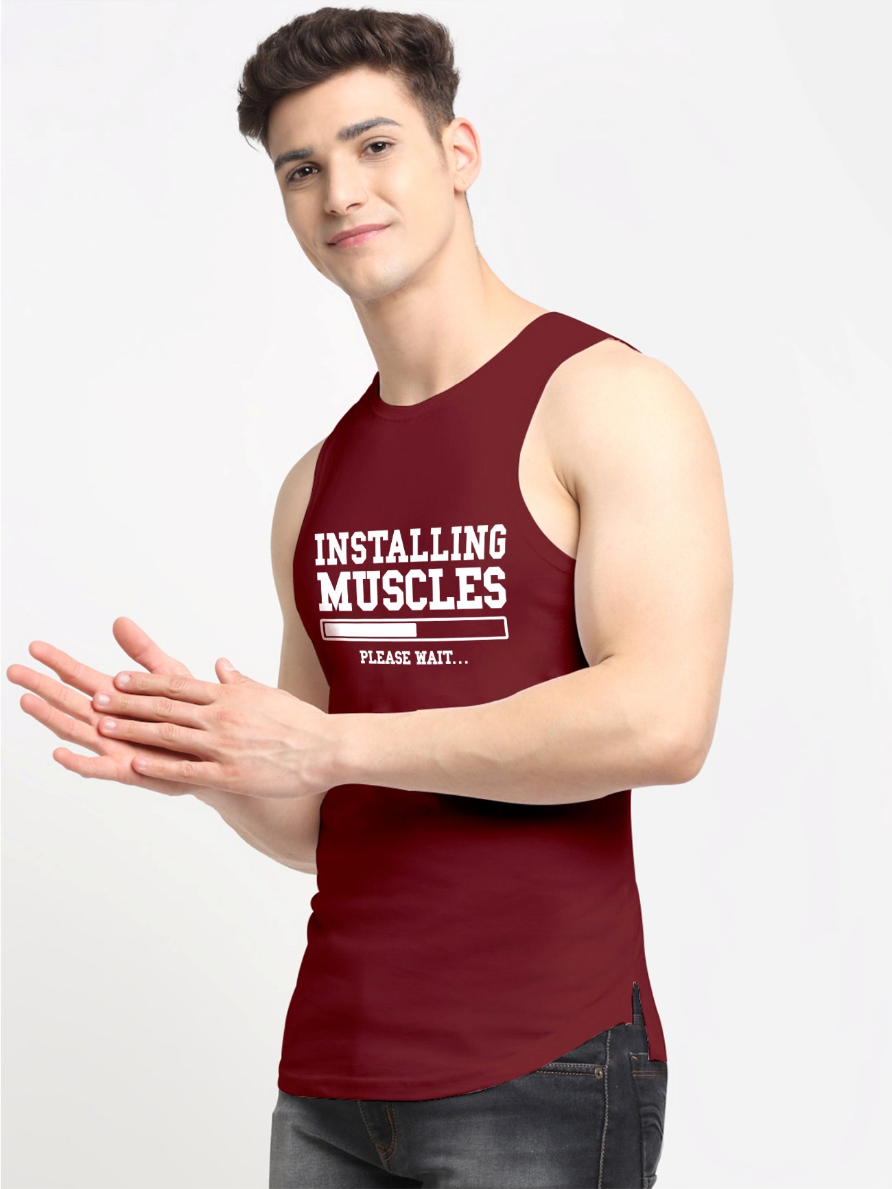 Installing Muscles Printed Cotton Gym Vest - Friskers