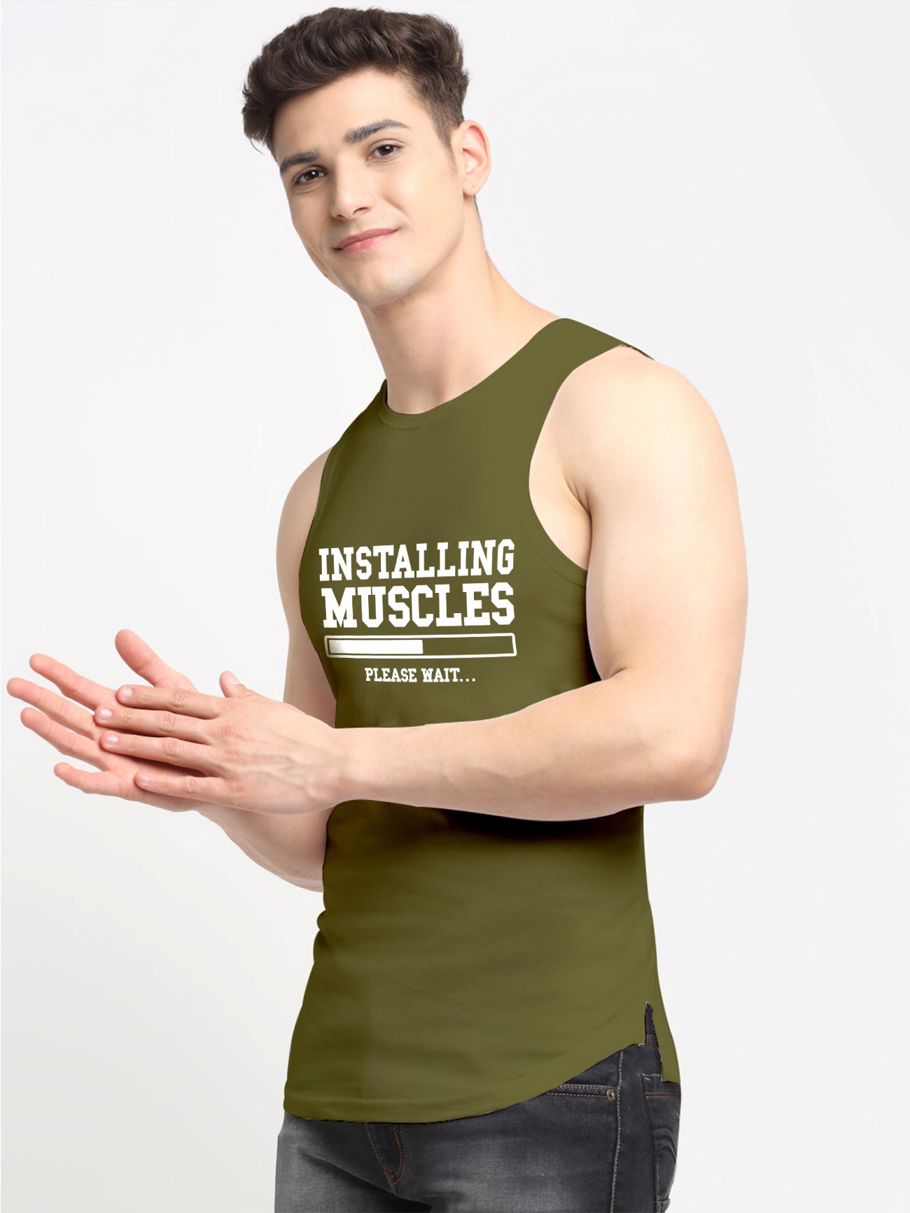 Installing Muscles Printed Cotton Gym Vest - Friskers