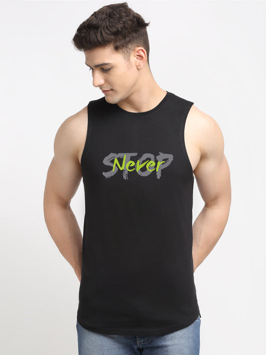Men's Never Stop Printed Cotton Gym Vest - Friskers