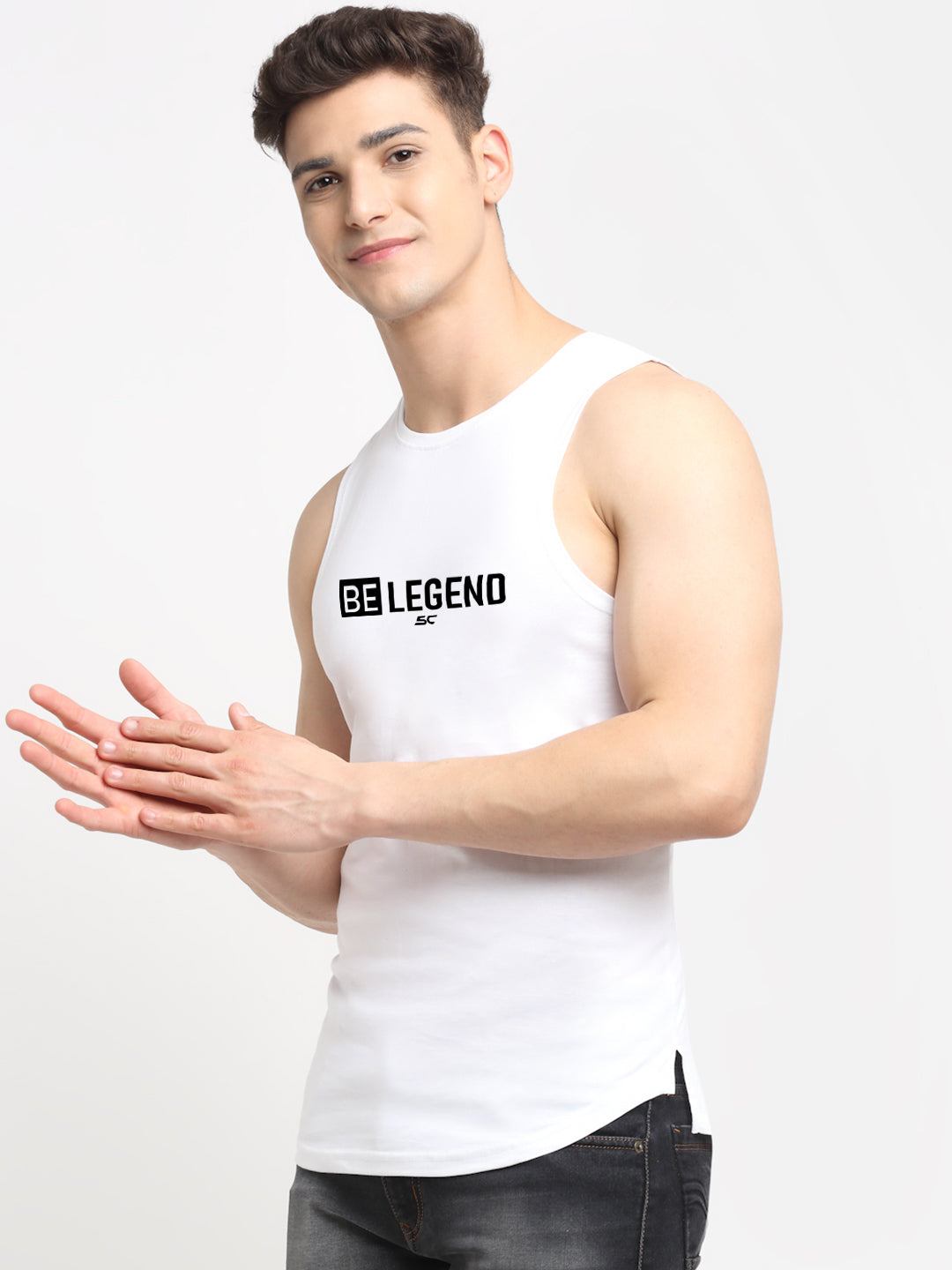 Men's Be Legend Printed Round Neck Gym Vest - Friskers