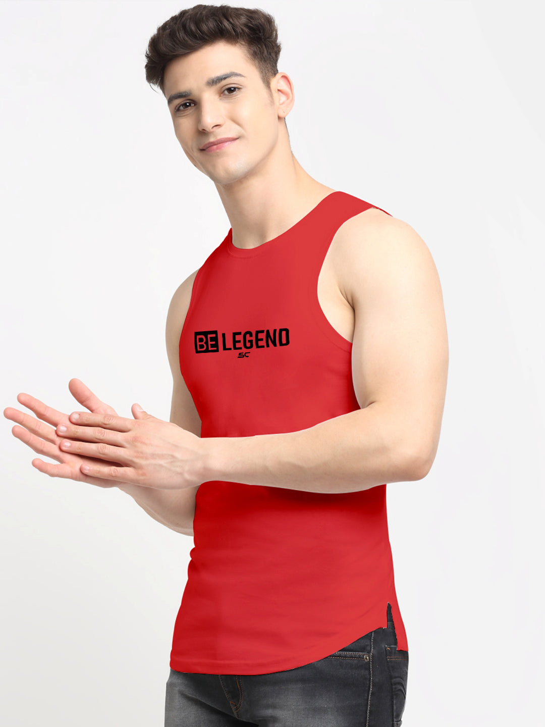 Men's Be Legend Printed Round Neck Gym Vest - Friskers