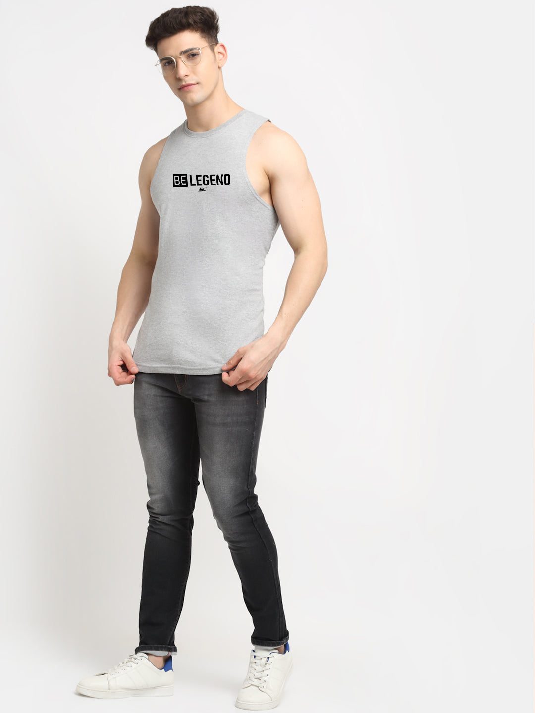 Men's Be Legend Printed Round Neck Gym Vest - Friskers