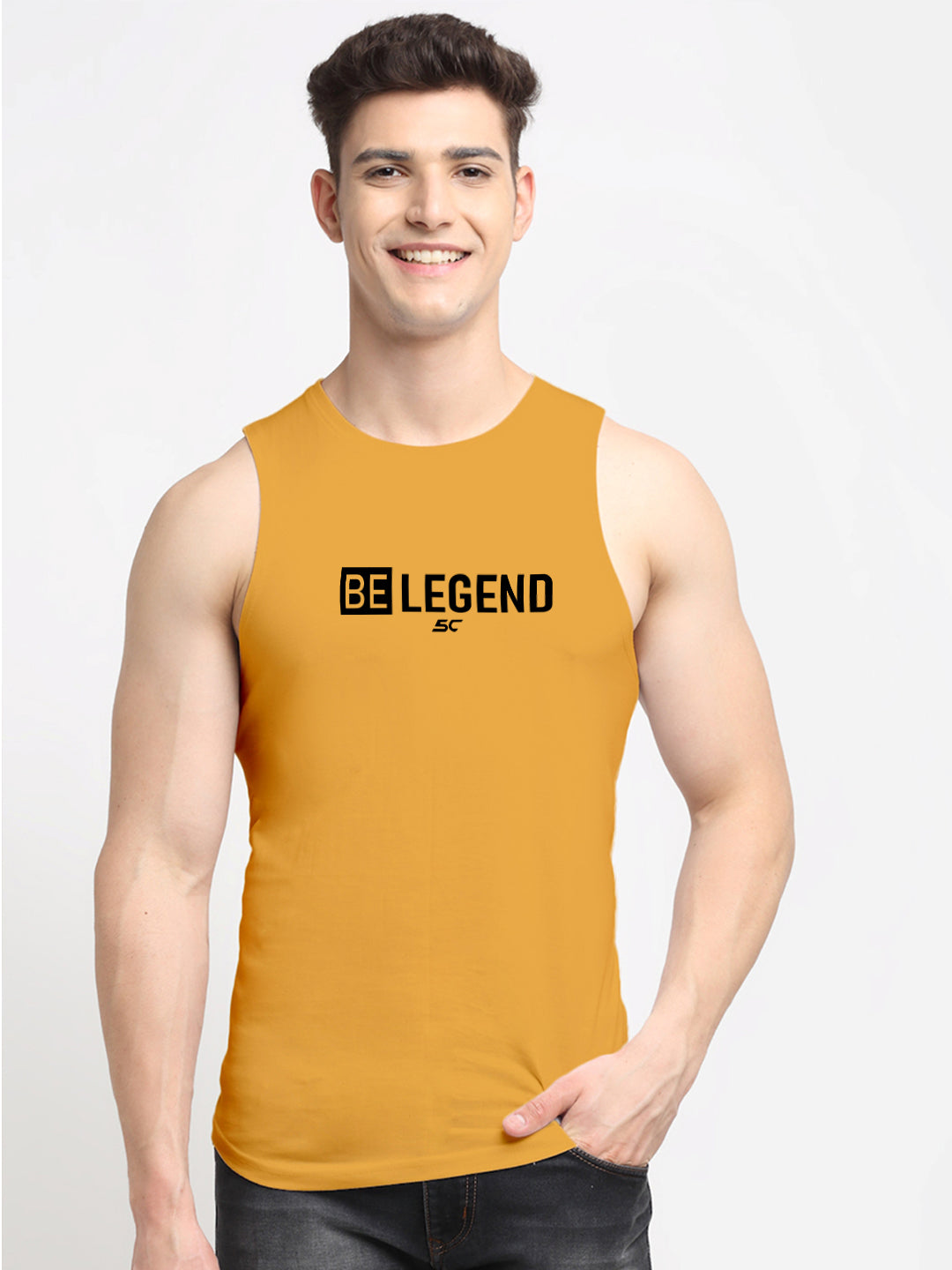 Men's Be Legend Printed Round Neck Gym Vest - Friskers