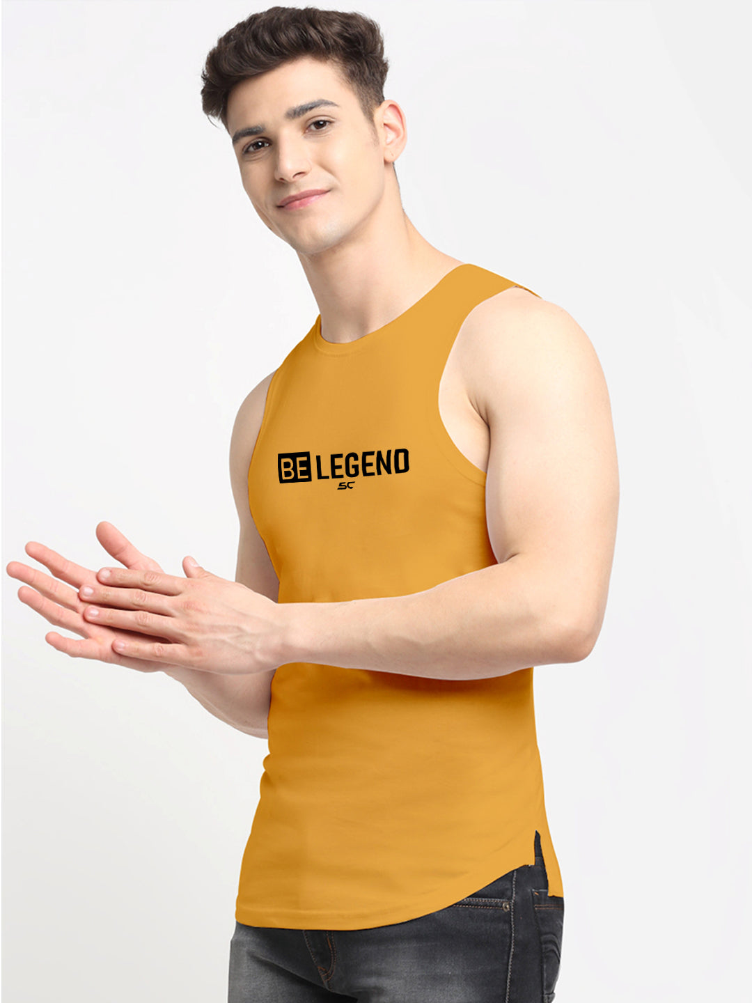 Men's Be Legend Printed Round Neck Gym Vest - Friskers