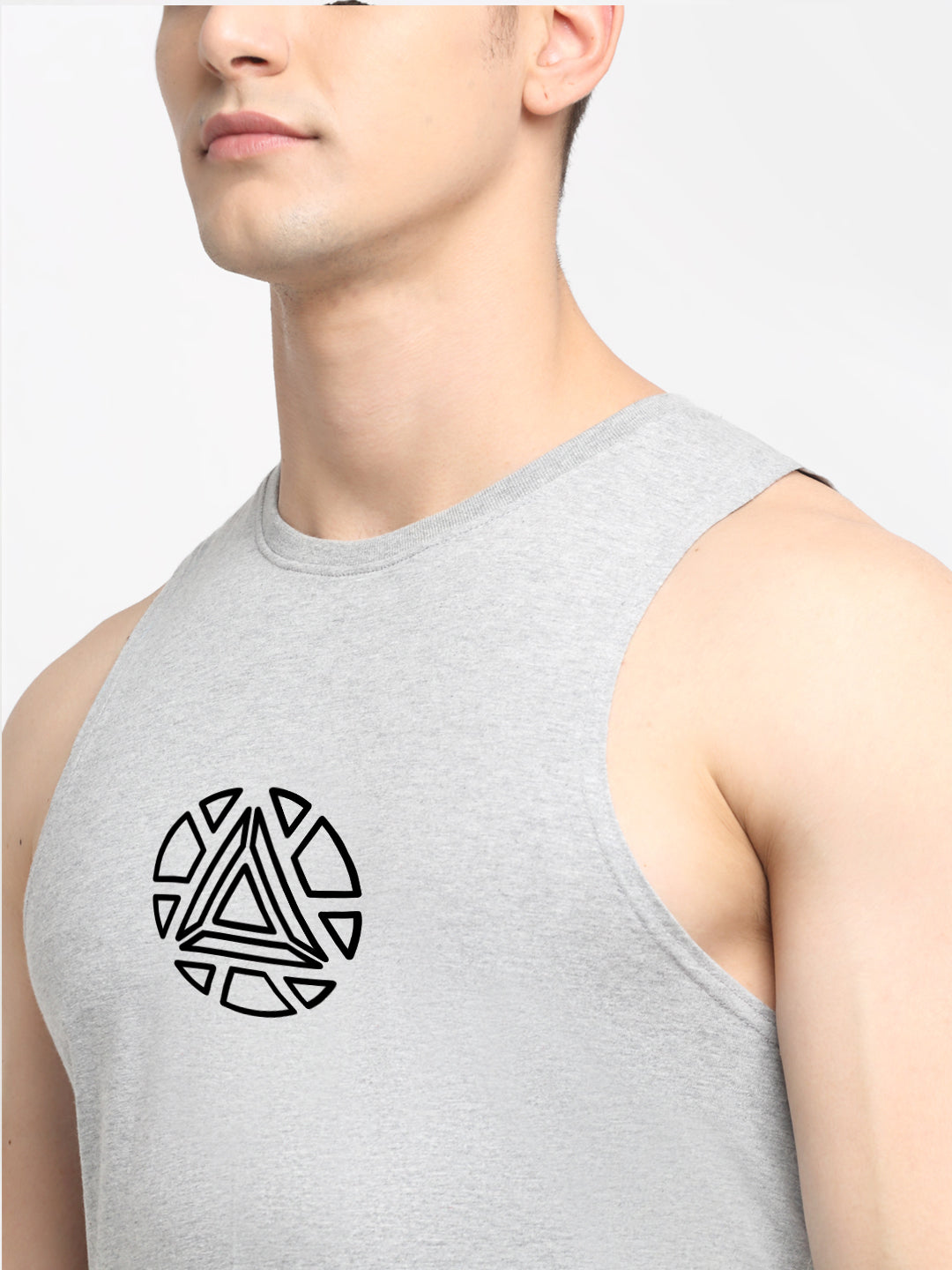 Men's Printed Round Neck Sports Gym Vest - Friskers