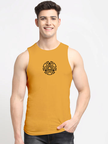 Men's Printed Round Neck Sports Gym Vest - Friskers