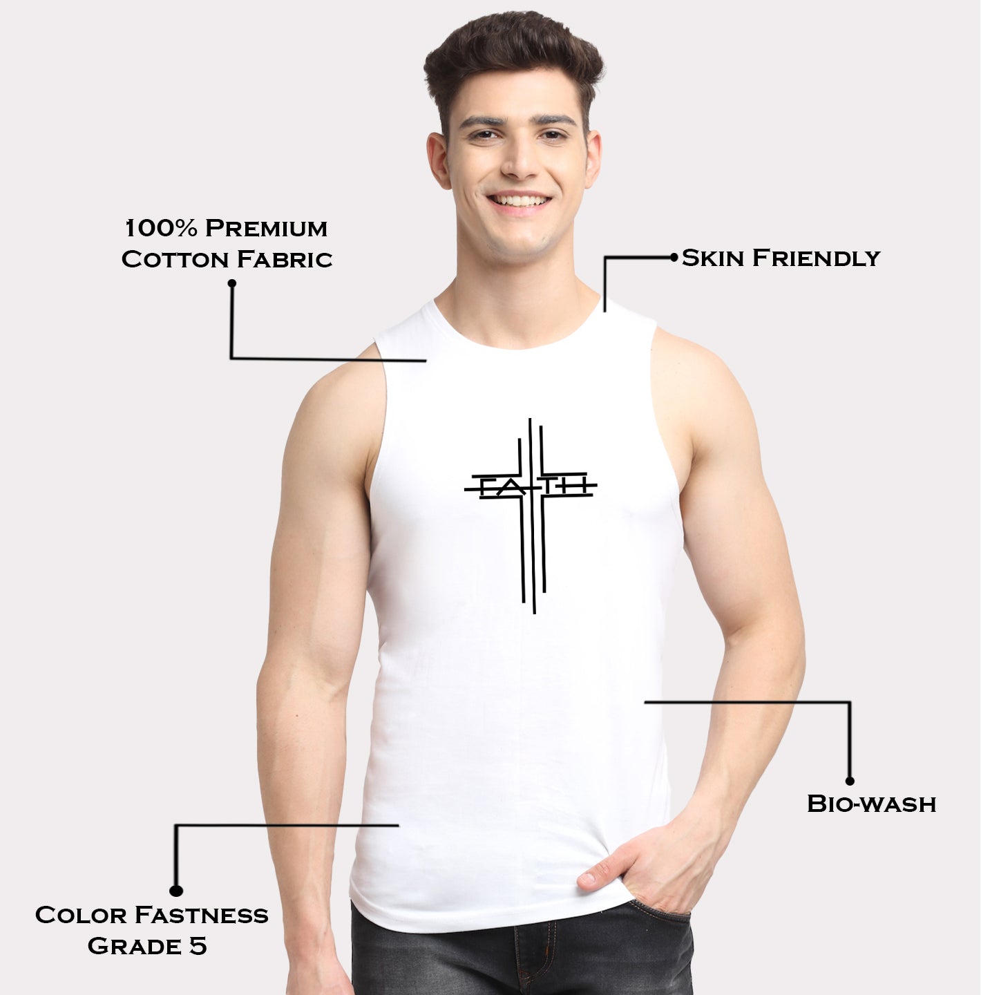 Men's Dry Fit Printed Round Neck Gym Vest - Friskers