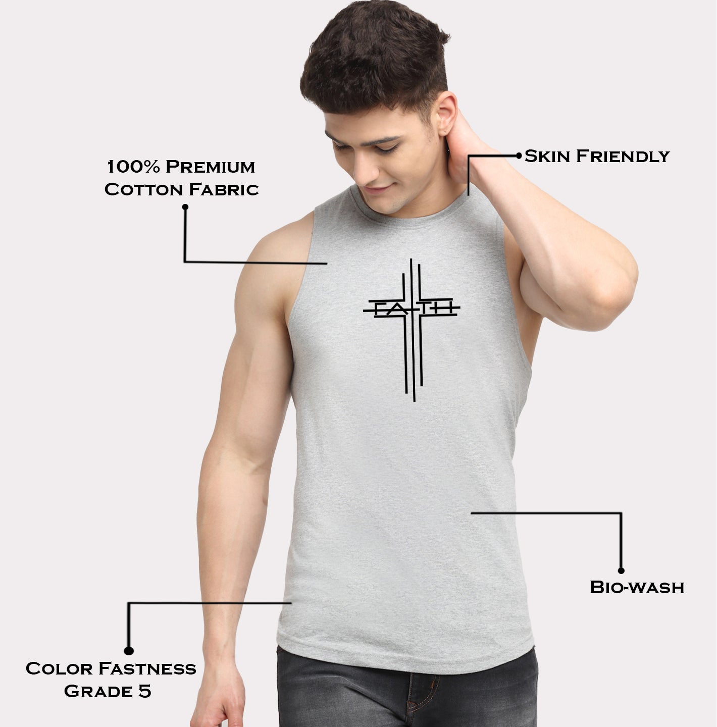 Men's Dry Fit Printed Round Neck Gym Vest - Friskers