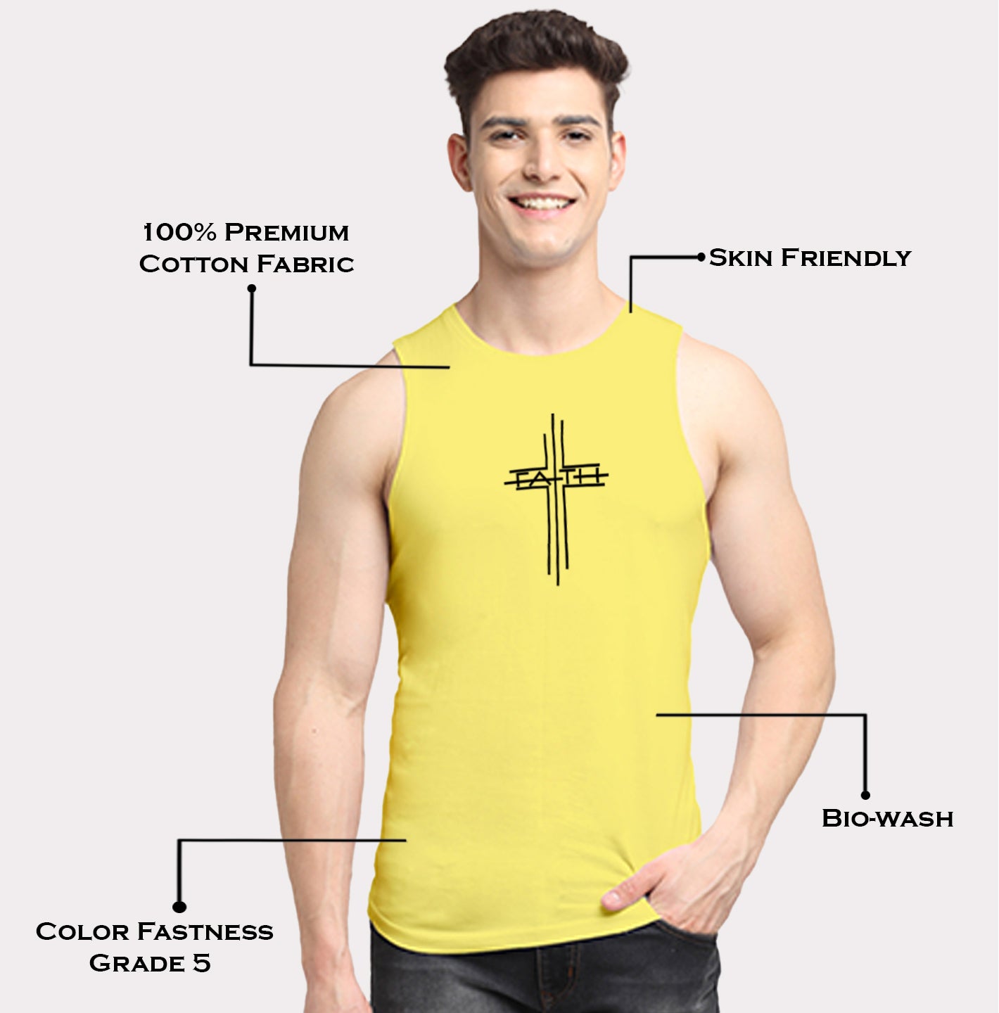 Men's Dry Fit Printed Round Neck Gym Vest - Friskers