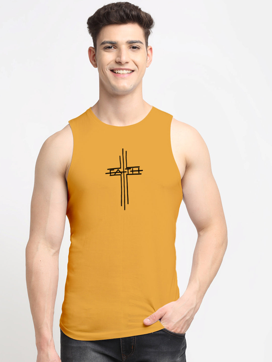 Men's Dry Fit Printed Round Neck Gym Vest - Friskers