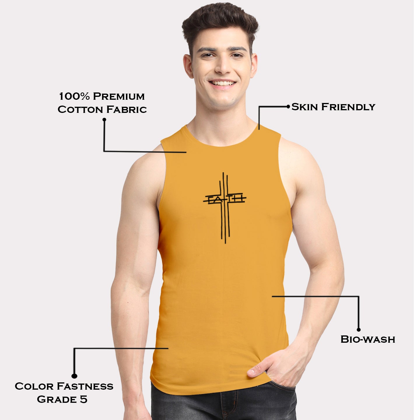 Men's Dry Fit Printed Round Neck Gym Vest - Friskers