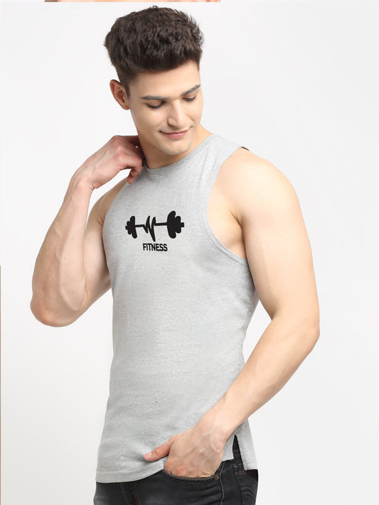 Men's Fitness Printed Round Neck Gym Vest - Friskers
