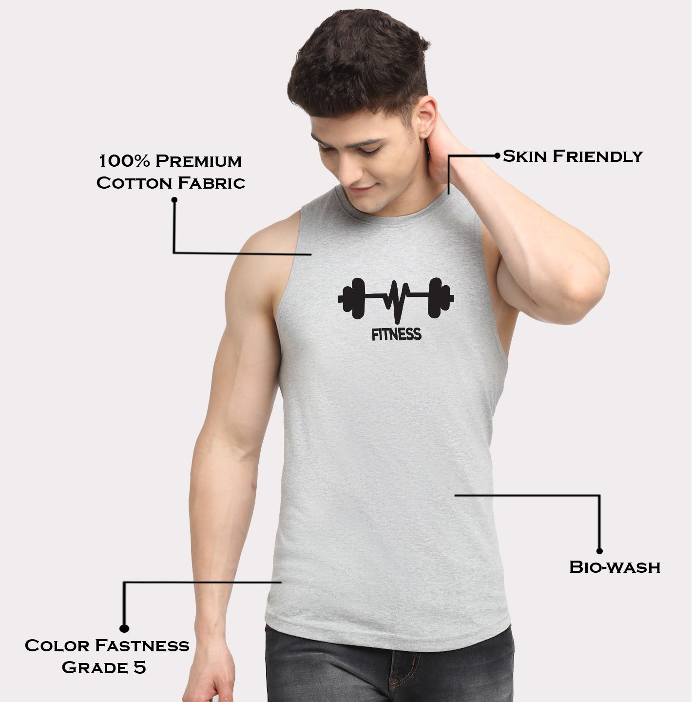 Men's Fitness Printed Round Neck Gym Vest - Friskers