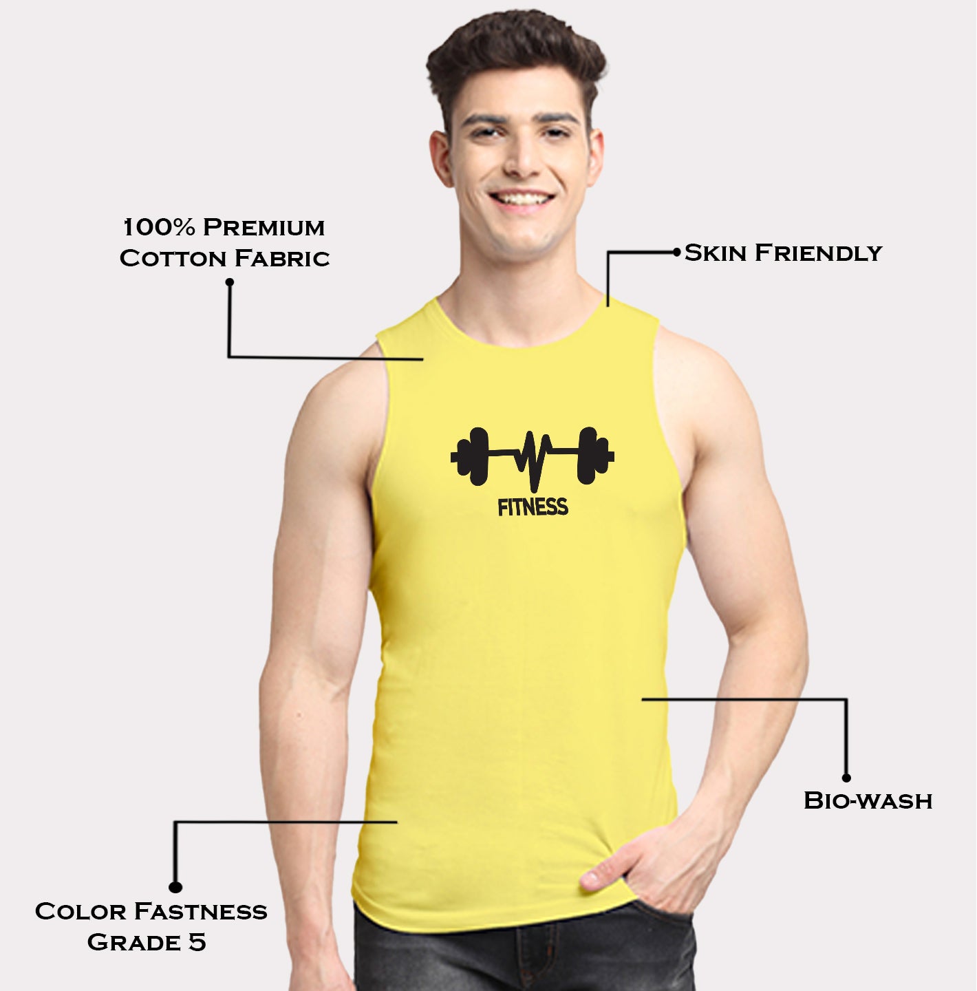 Men's Fitness Printed Round Neck Gym Vest - Friskers