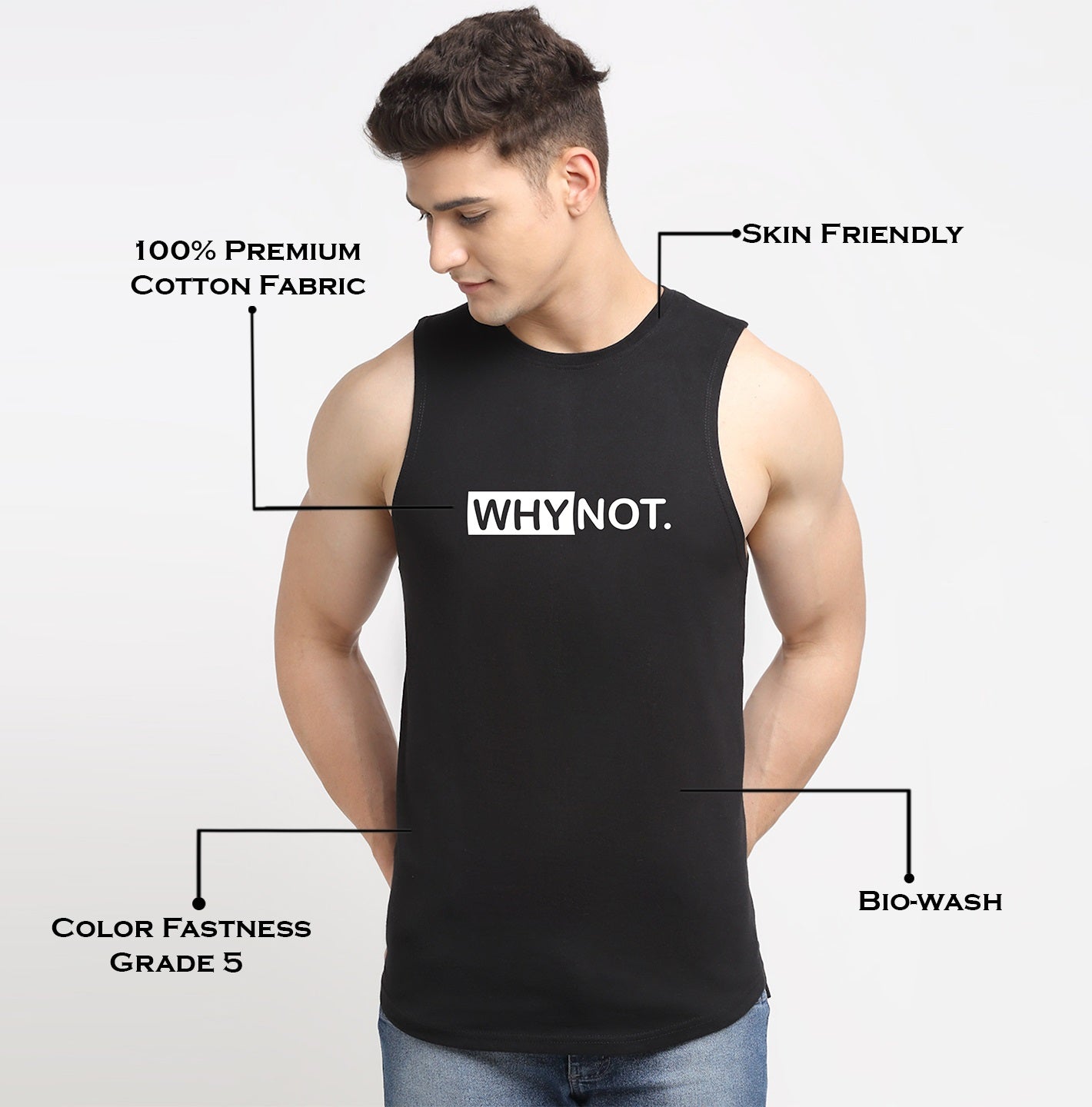 Men Why Not Printed Cotton Training Vest - Friskers