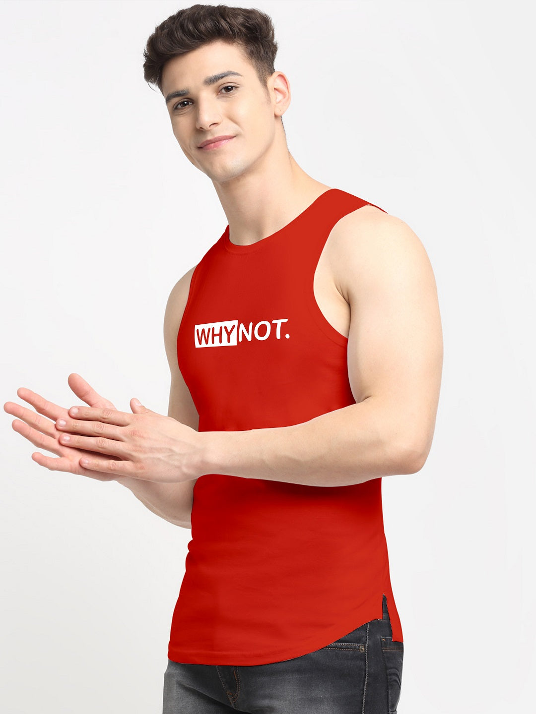 Men Why Not Printed Cotton Training Vest - Friskers