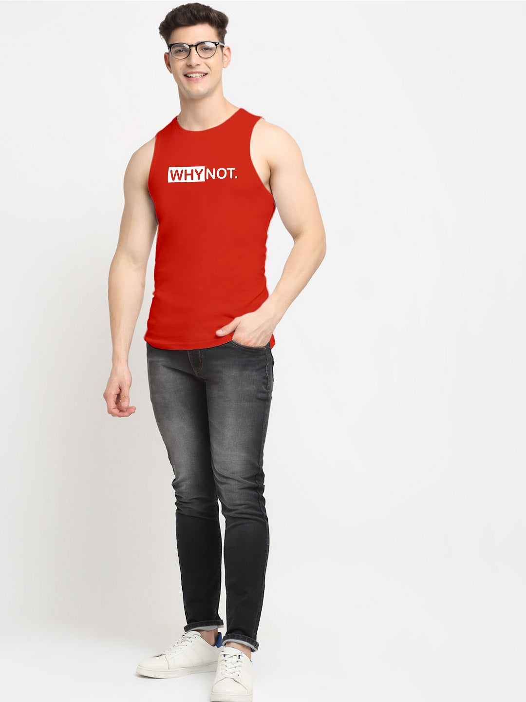 Men Why Not Printed Cotton Training Vest - Friskers