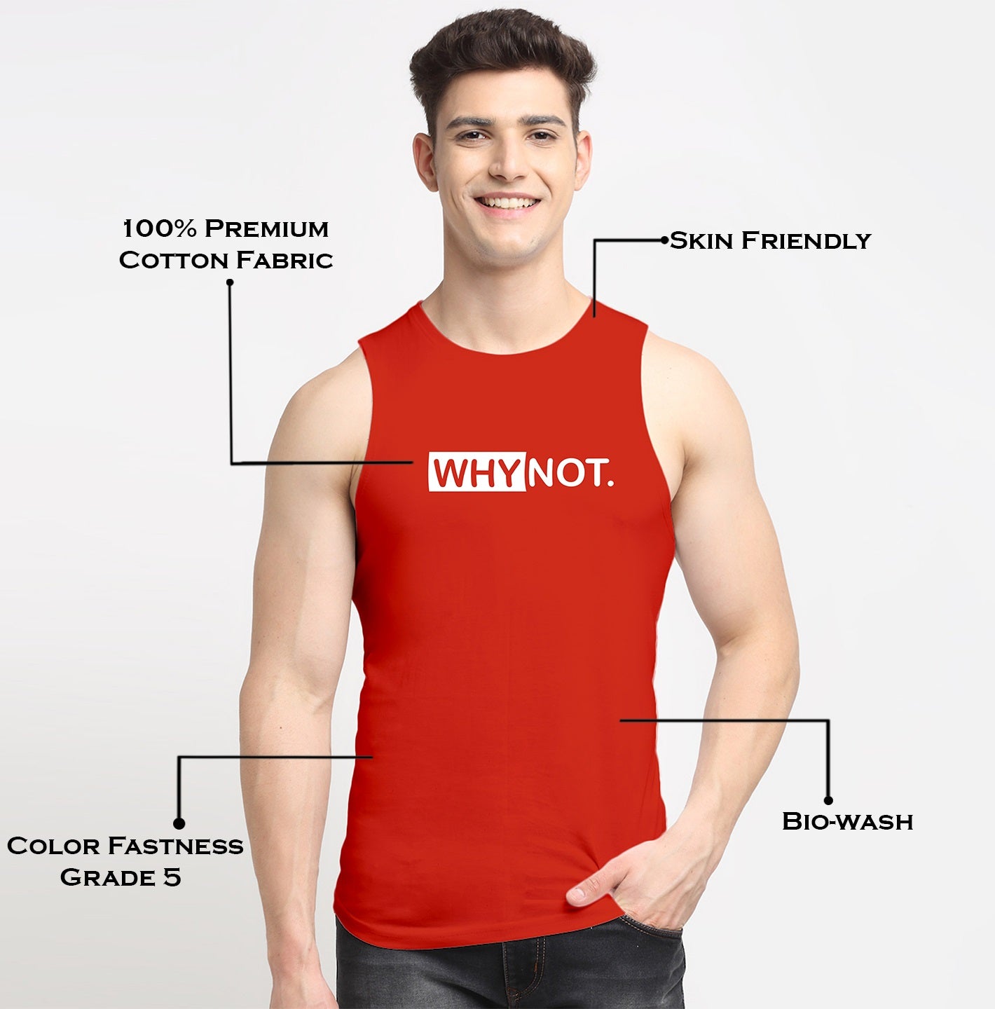 Men Why Not Printed Cotton Training Vest - Friskers