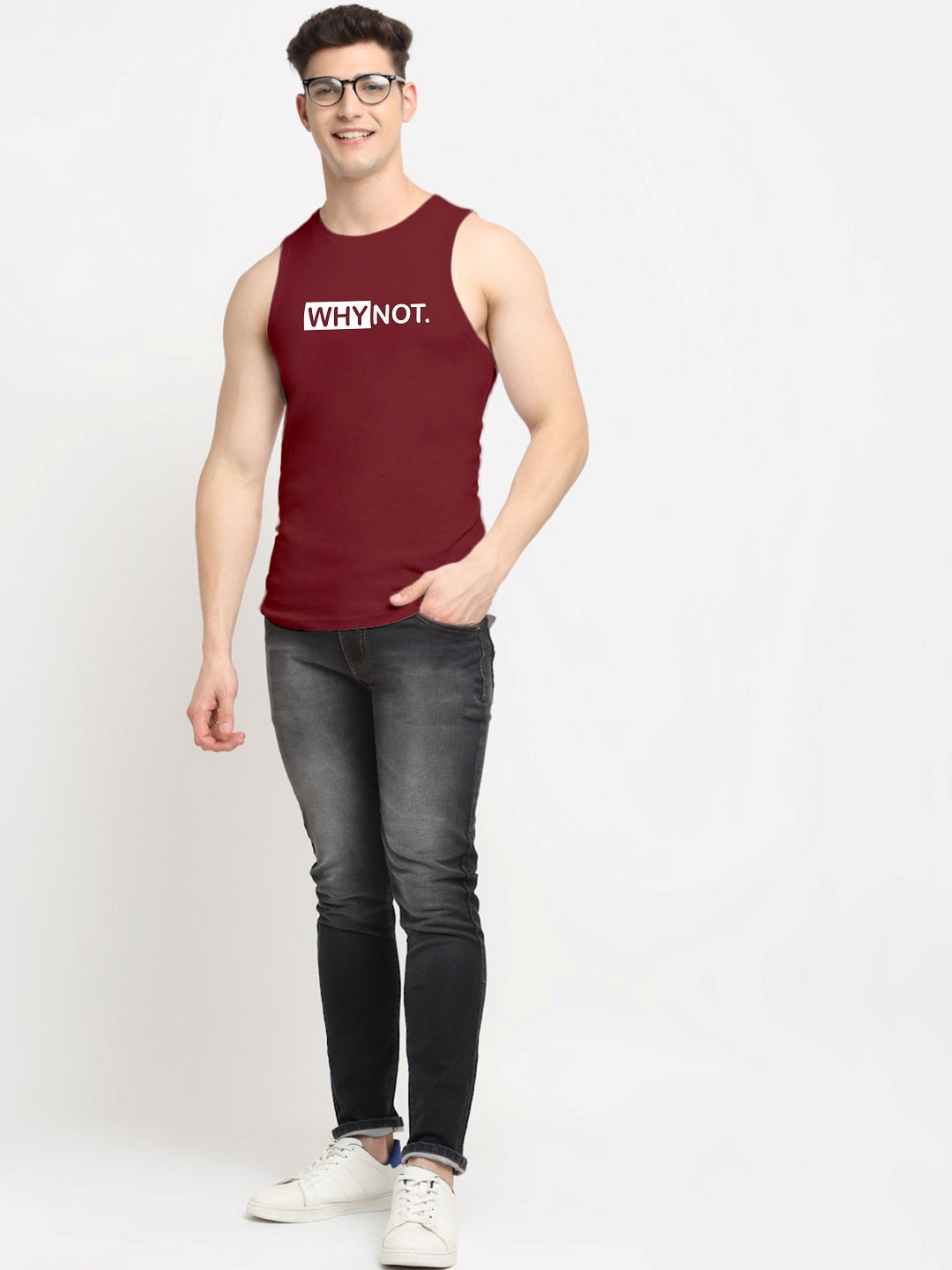 Men Why Not Printed Cotton Training Vest - Friskers