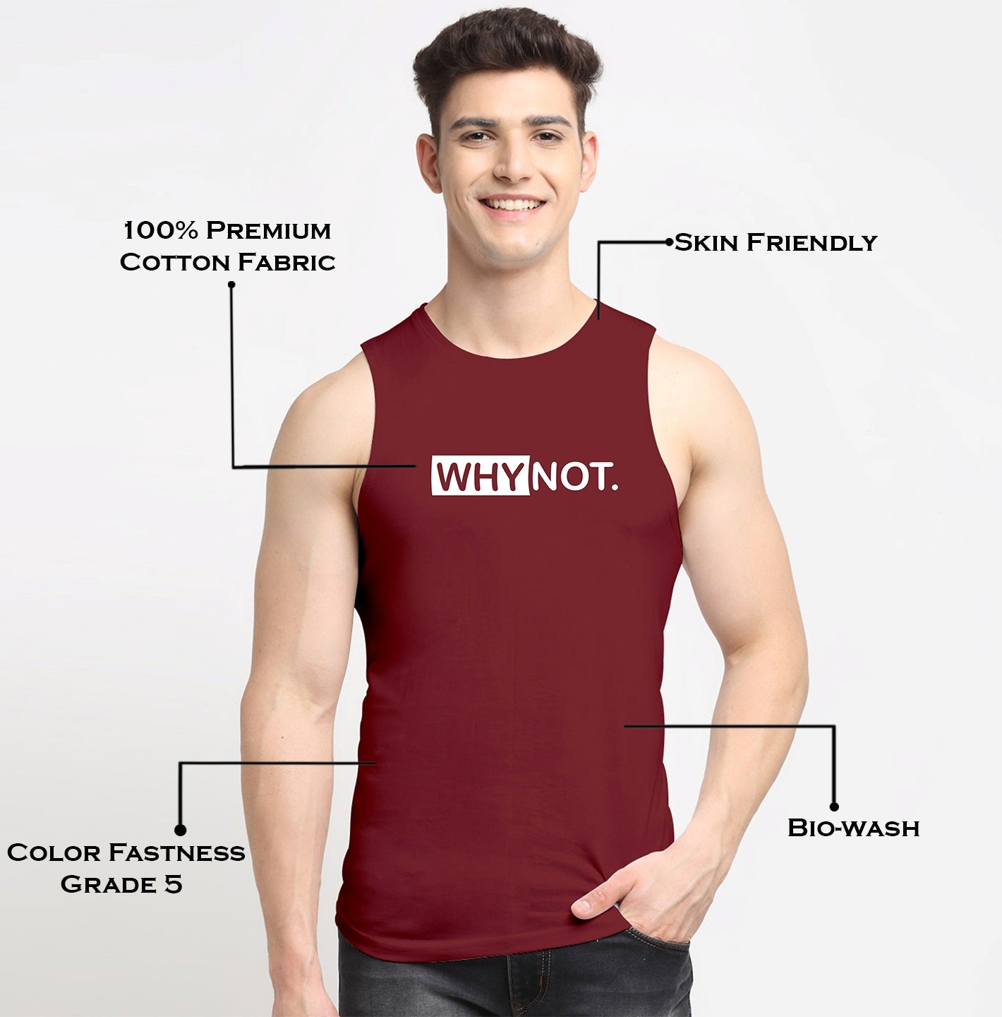 Men Why Not Printed Cotton Training Vest - Friskers