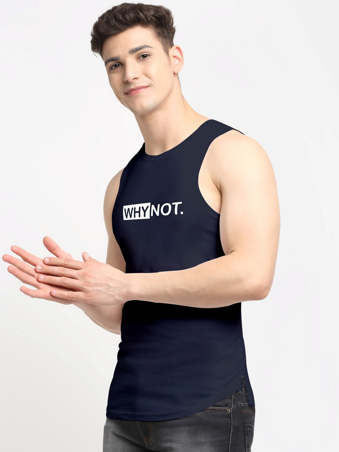 Men Why Not Printed Cotton Training Vest - Friskers