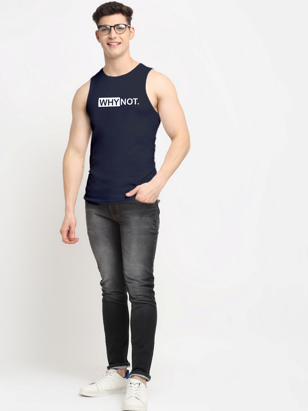 Men Why Not Printed Cotton Training Vest - Friskers